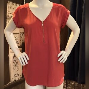 Express Coral Front Zipper Blouse